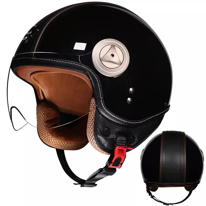 2025 capacete de motocicleta semi coberto de alta qualidade com envoltório de couro elegante e cascos para motos forro de camurça capacetes
