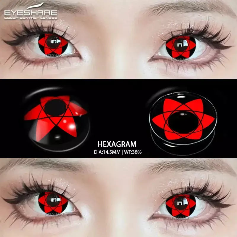 Eyeshare lentes de contato coloridas para olhos, 1 par de lentes coloridas de anime cosplay, lentes loucas de halloween, lentes de contato, maquiagem de beleza