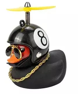 Borracha vento quebrado pato brinquedo motocicleta carro ornamentos pato amarelo painel do carro decoração com óculos legais hélice helmet2025