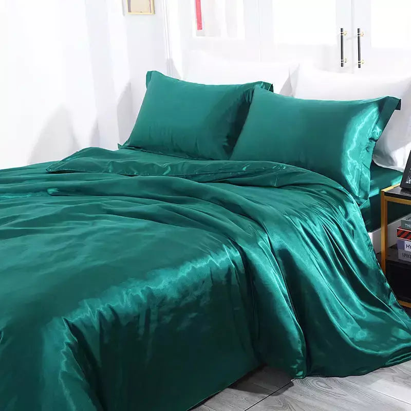 Luxo Satin Bedding Set Capa de edredão com fronha Estilo Europeu King Queen Size Confortável Bed Set Covers Folha de linho