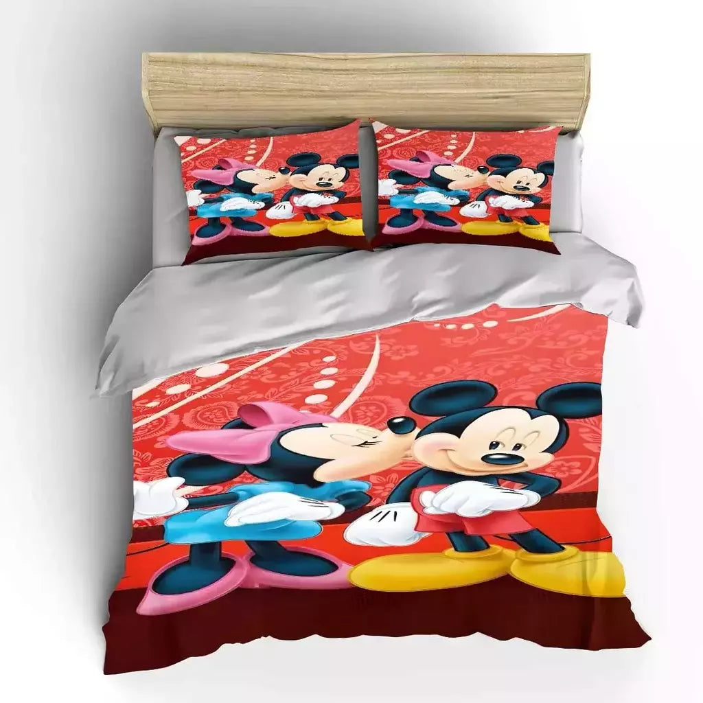 Mickey e Minnie Conjunto de cama para crianças, Fluffy Cartoon Comforter Cover, US Twin Bedclothes, Queen Size, macio, bebê, 3pcs