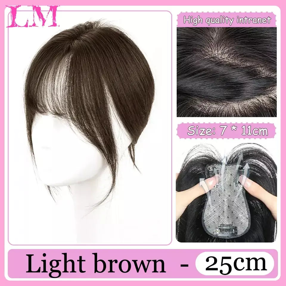Lm fino 3d ar franja de cabelo em linha reta puro franja clipe em extensões de cabelo topper franja 3d invisível sem costura cabeça peruca de cabelo