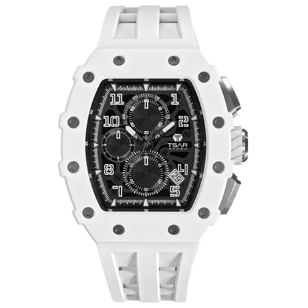 Tsar bomba tonneau relógios masculinos cristal de safira relógio de pulso vermelho à prova dwaterproof água cronógrafo data luxo presente natal para homem