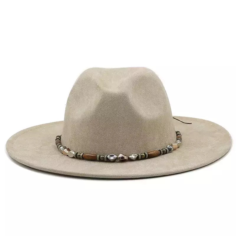Chapéu Fedora Liso de Camurça para Homem e Mulher, Banda Fashion, Torta de Porco, Pai, Senhoras, Jogador Trilby Panamá, Tamanho 58cm