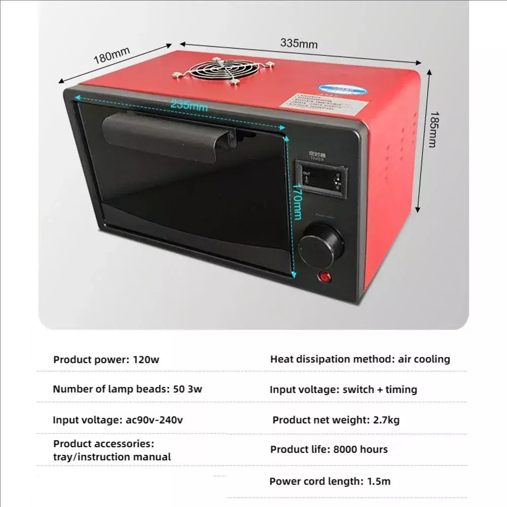 Caixa de cura uv forno de lâmpada ultravioleta 365nm 395nm 405nm led uv forno para resina uv tela flexível rápida manutenção do telefone móvel