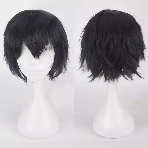 Masculino feminino sintético anime cosplay perucas de cabelo curto e reto resistência ao calor multicolorido vermelho branco rosa cinza marrom
