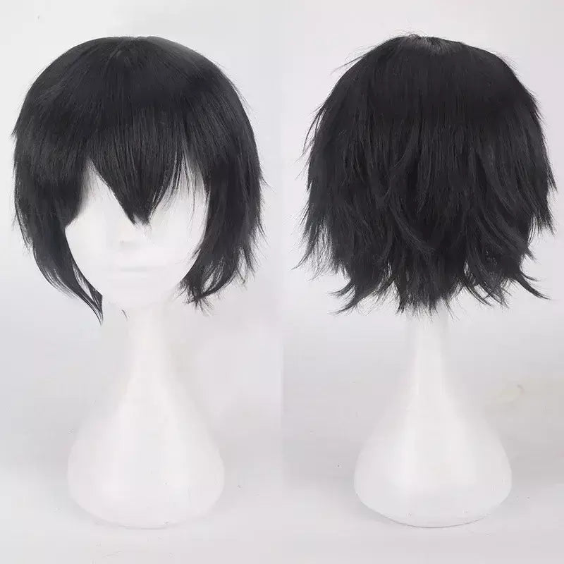 Masculino feminino sintético anime cosplay perucas de cabelo curto e reto resistência ao calor multicolorido vermelho branco rosa cinza marrom