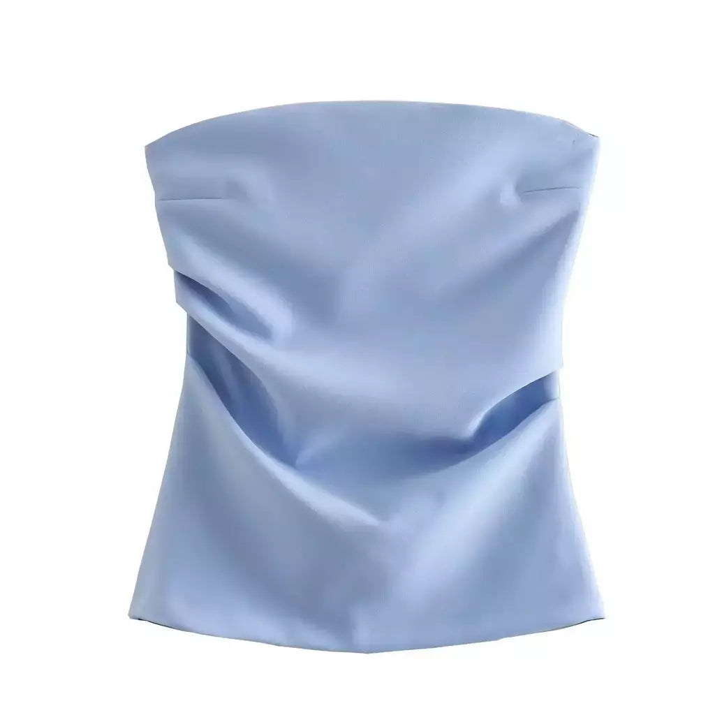 TRAF-Blusa sem mangas sem alças para mulheres, tops femininos, zíper traseiro, roupas de rua, tanque chique, moda verão, nova