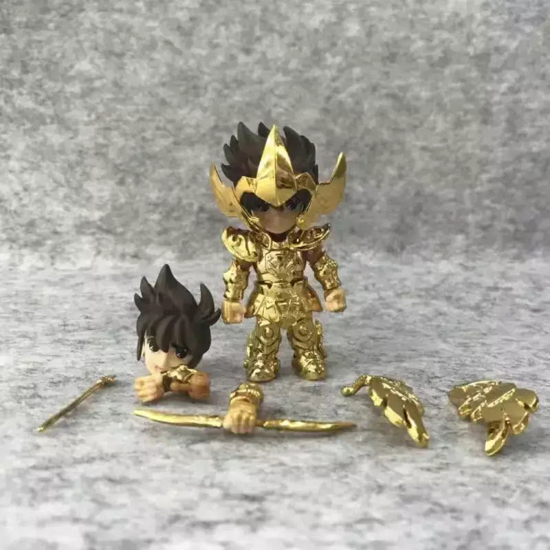 Em estoque versão q de saint seiya figura dos desenhos animados leo sagitário virgo articulações são modelo móvel ornamentos brinquedo presente de natal