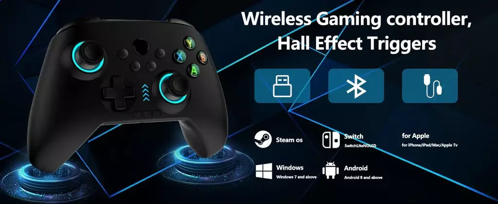 Controlador de interruptor/sem fio 2.4G com iluminação RGB/teclas de programação/joystick de corredor/obturador de corredor/vibração, gamepad Android