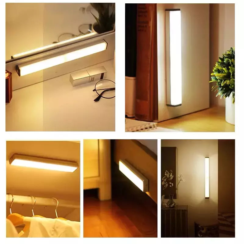 Luz noturna LED sem fio com sensor de movimento, lâmpada do armário, cozinha, quarto, detector, armário, retroiluminação da escadaria