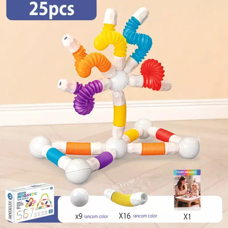 Blocos magnéticos para crianças, brinquedos de construção, aderência macia, bastões magnéticos flexíveis, conjunto de construção, haste de aprendizagem, brinquedos sensoriais pré-escolares