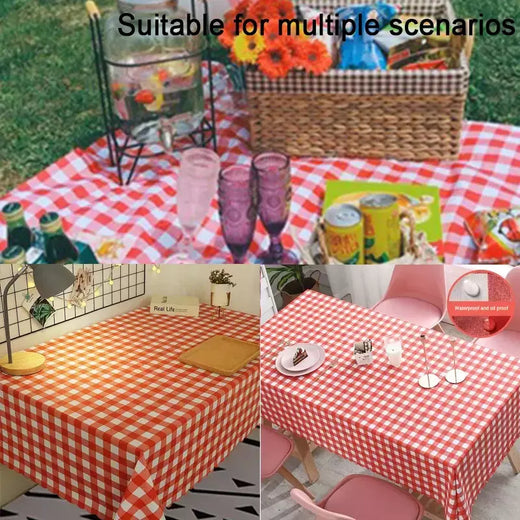 Toalha De Mesa Quadriculada Espessada Descartável, Vermelho, Festa De Casamento, Decoração De Casa