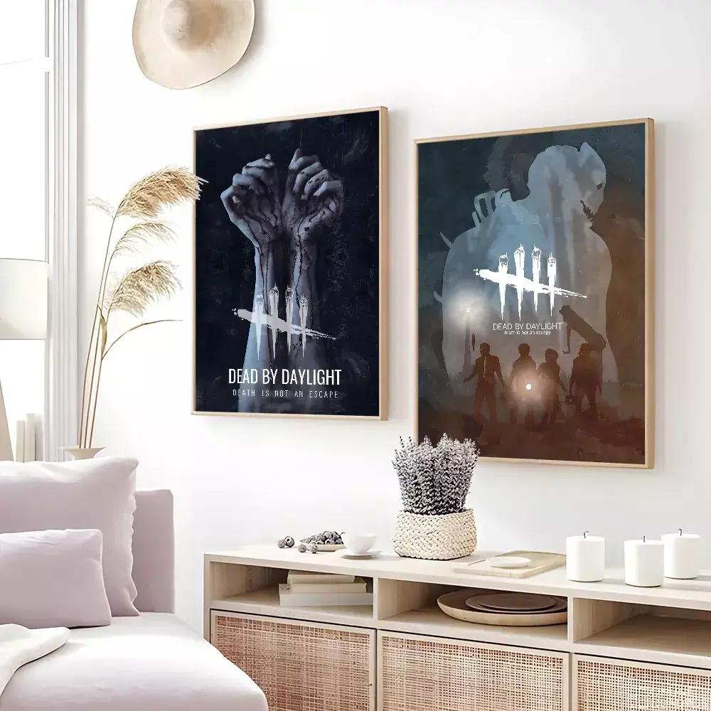 Jogo d-dead by d-daylight horror aterrorizante cartaz pegajoso impressão de arte de parede à prova dwaterproof água casa sala de estar barra decoração estética