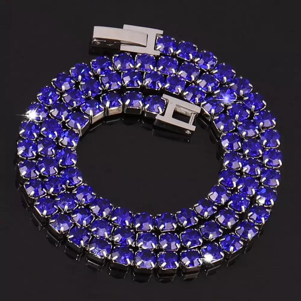 316l 4mm colar de aço inoxidável para mulheres hip hop tênis corrente colares cor cristal zircão gargantilha colar jóias