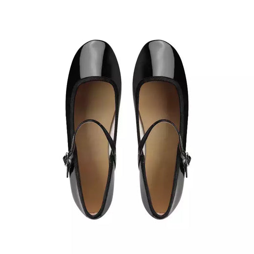Sapatilhas Mary Jane para mulheres, sapatilhas de couro brilhante, dedo do pé redondo, sapatilhas femininas, dança, bola, nupcial, casamento