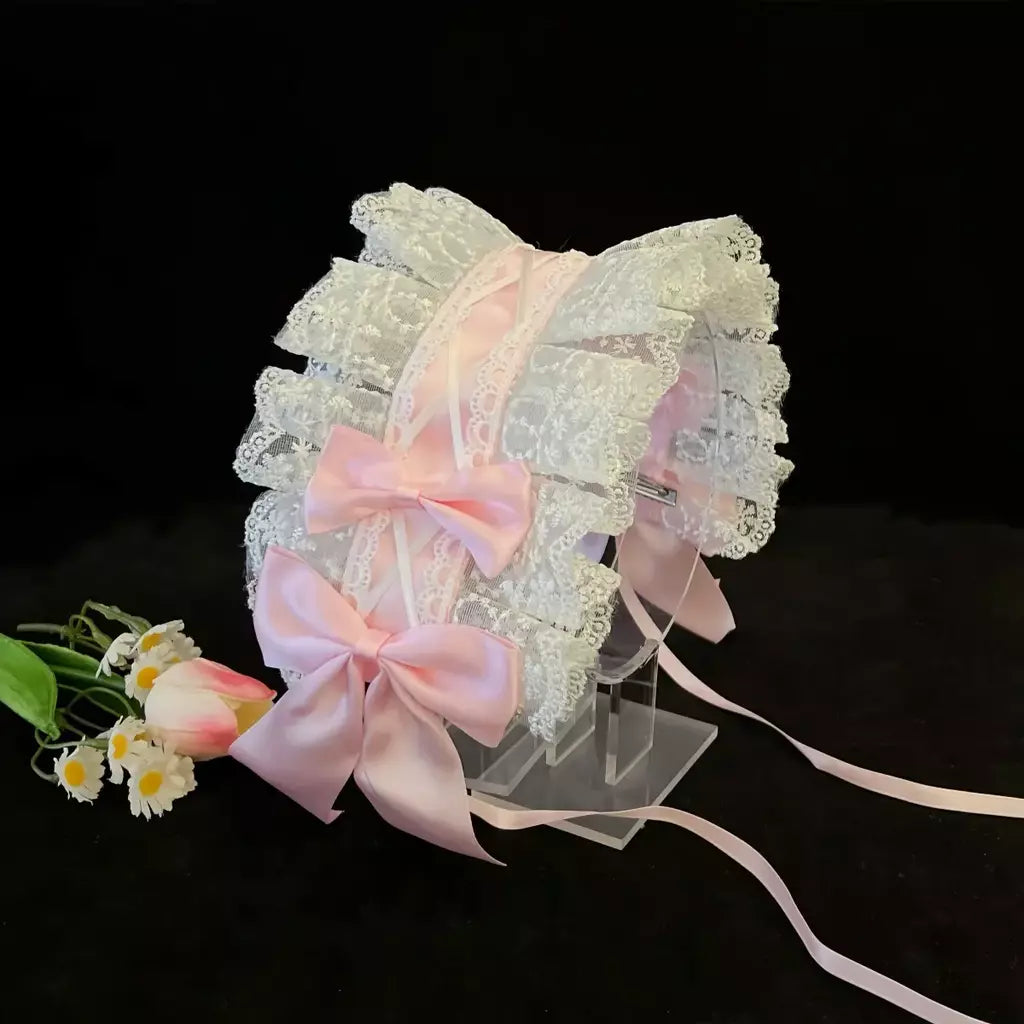 Laço japonês fita Lolita cocar, orelhas na cabeça bandana, empregada anime cosplay acessórios para o cabelo, 2024