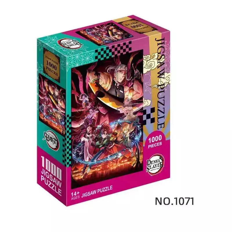 500/1000 peças quebra-cabeças para adultos demon slayer anime japonês série kimetsu dos desenhos animados crianças brinquedos educativos iluminar presentes