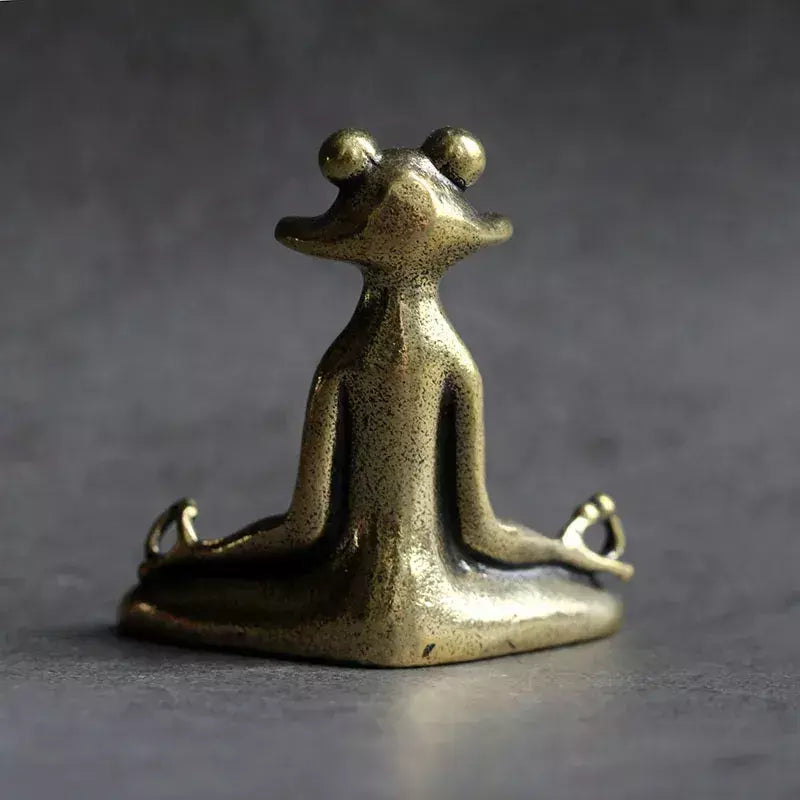 Antigo bronze meditação zen sapo estátua ornamento cobre escultura animal queimador de incenso casa decorações mesa chá animal estimação