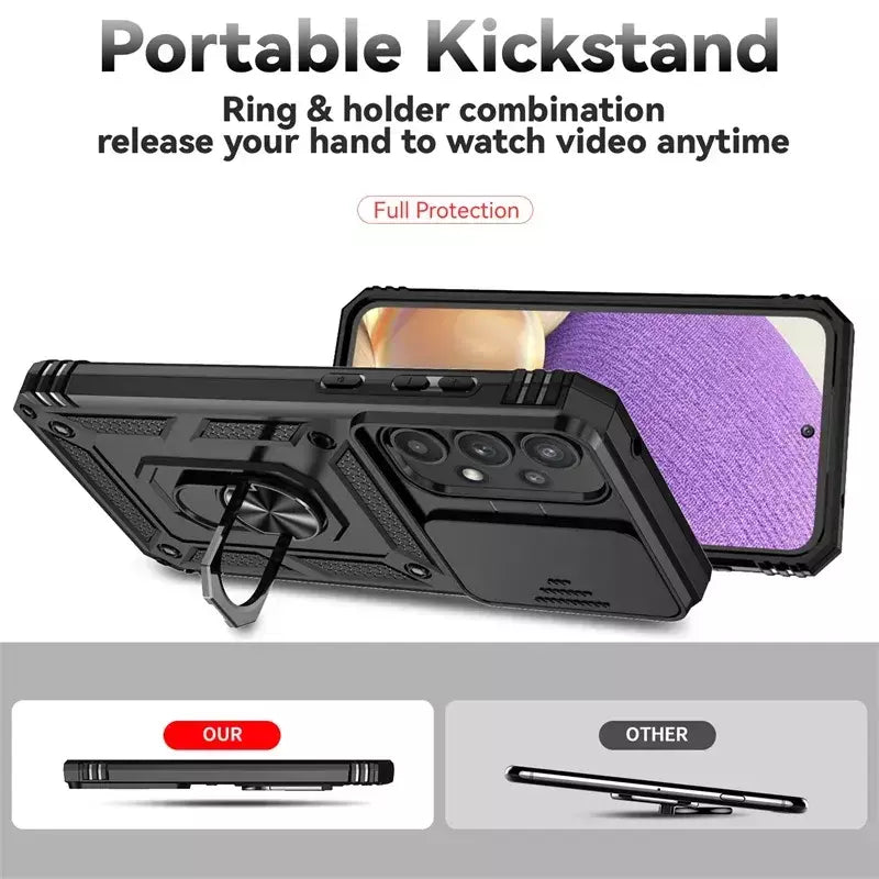 Para samsung galaxy a14 a24 a54 a34 a05 a05s a15 a35 a55 a26 a36 a56 caso anel titular à prova de choque coque lente proteger capa
