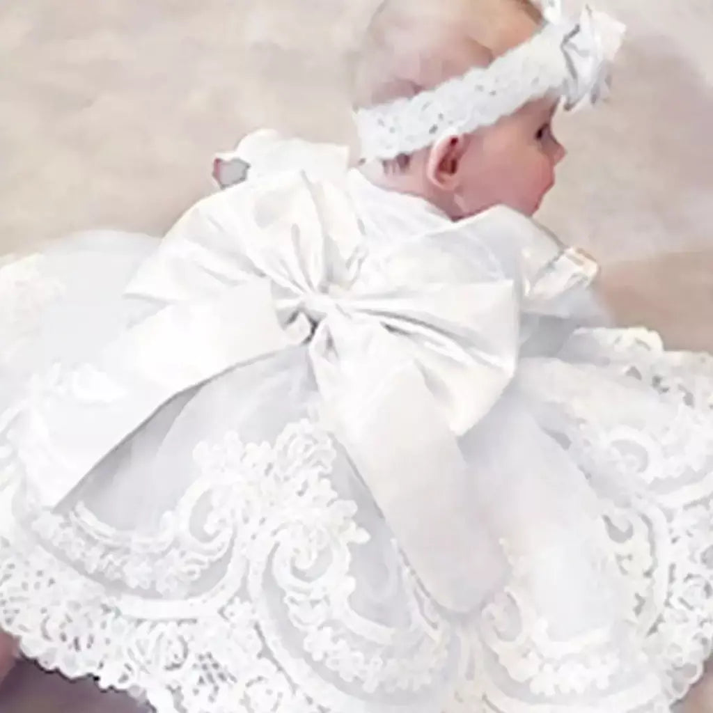Vestido floral de tule para meninas de 0.2 anos, festa de primeiro aniversário, batismo, vestidos brancos, princesa, casamento, dama de honra, baile