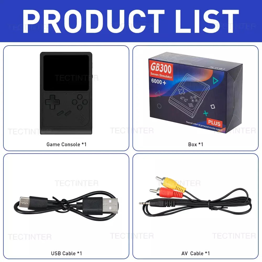 Gb300 portátil jogador de jogo portátil tela de 3.0 polegadas tv console de videogame saída av console de jogo retro embutido 8g 6000 + jogos