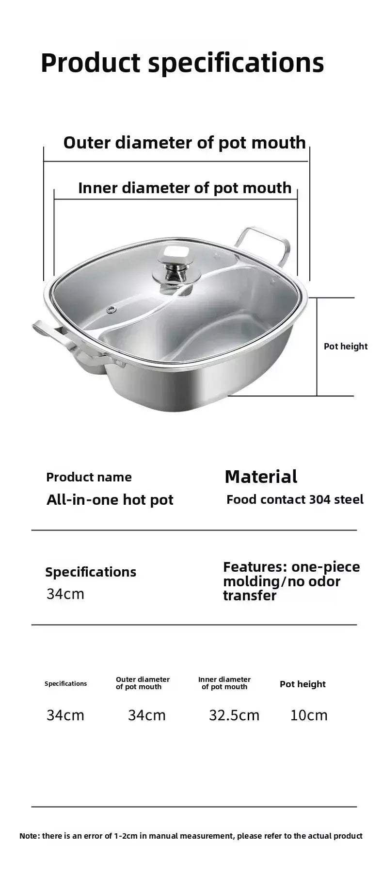 Panela elétrica quadrada integrada de aço inoxidável para uso doméstico e comercial especializada panela quente para panela quente estilo chinês