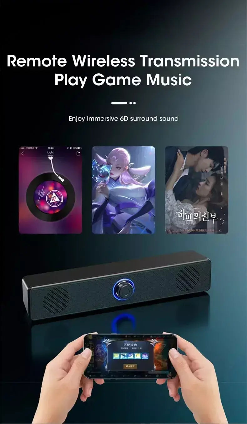 Bluetooth 4d surround alto-falante sistema de som de cinema em casa computador soundbar tv subwoofer com fio estéreo graves fortes para festa em casa