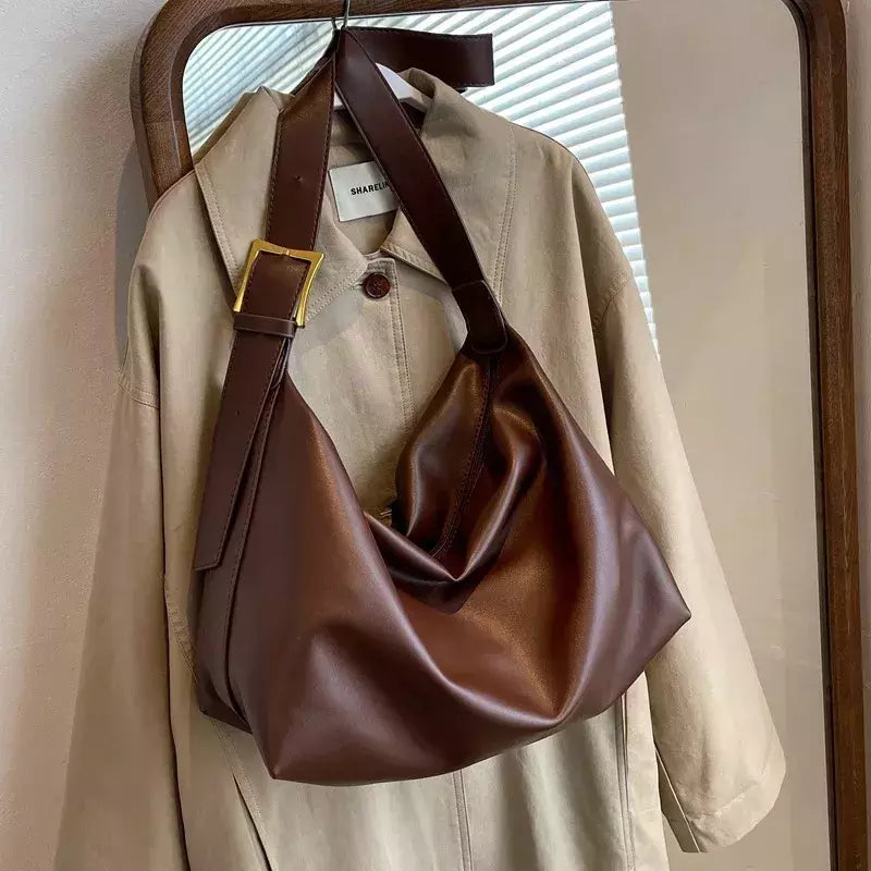 Bolsa Boston de couro PU para mulheres, bolsa de ombro de grande capacidade, bolsas crossbody, design de travesseiro vintage, casual