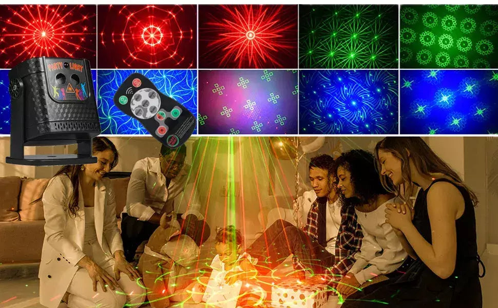Luzes de festa, luzes de discoteca DJ, luzes estroboscópicas a laser, projetores alimentados por USB, decorações portáteis de acampamento para festas familiares