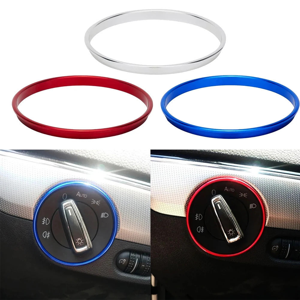 Adesivo decorativo de alumínio para interruptor de farol interno de carro, anel de guarnição para golf mk4 e passat b5, adesivo de moldura decorativa