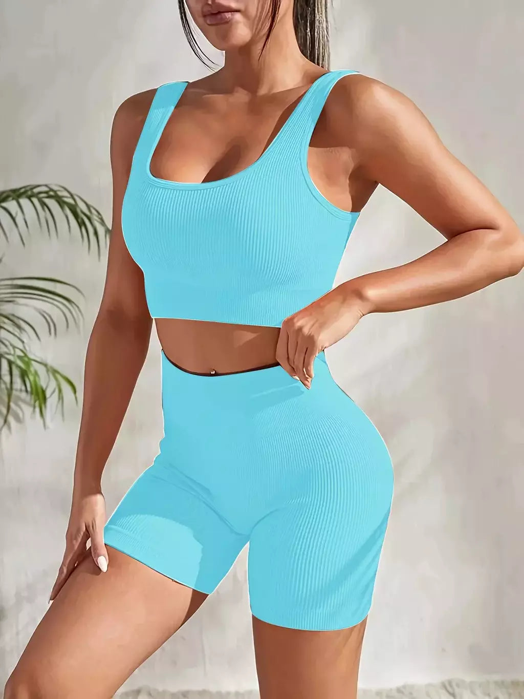 Terno de Yoga Esportivo de Secagem Rápida para Mulheres, Fitness Wear, Rosqueado, Shorts Apertados, Roupas de Treino Apertadas, Pêssego, Clássico