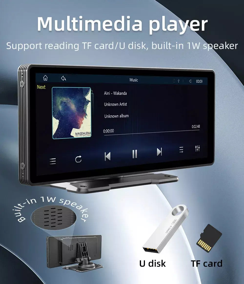 Bqcc 10.26 Polegada portátil sem fio carplay tela hd câmera de ré traseira rádio do carro dvr mp5 multimídia player vídeo android auto