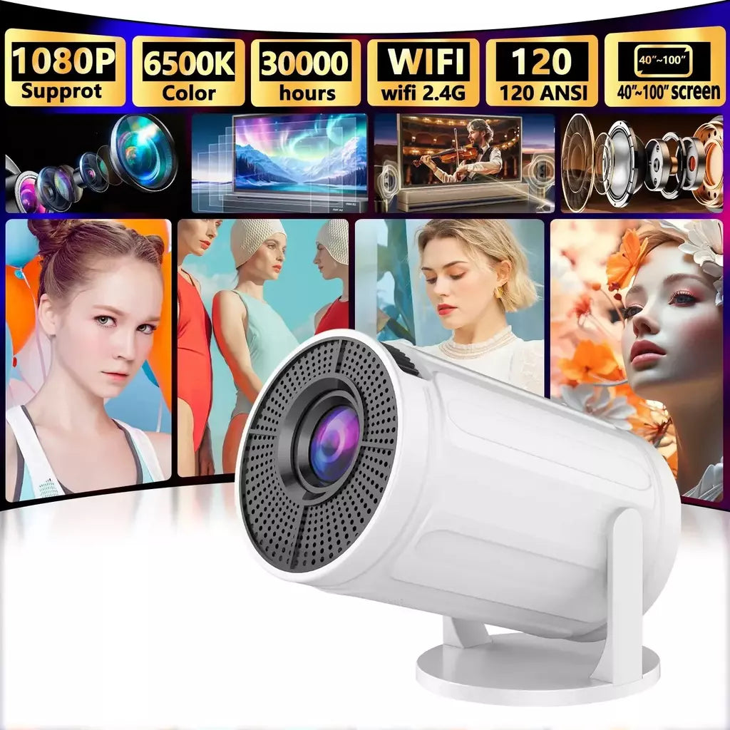 Projetor RUSMR RY008 PRO 4K Android Dual Wifi6 290ANSI Allwinner H713 BT5.0 1080P 1280*720P Projetor de cinema em casa ao ar livre
