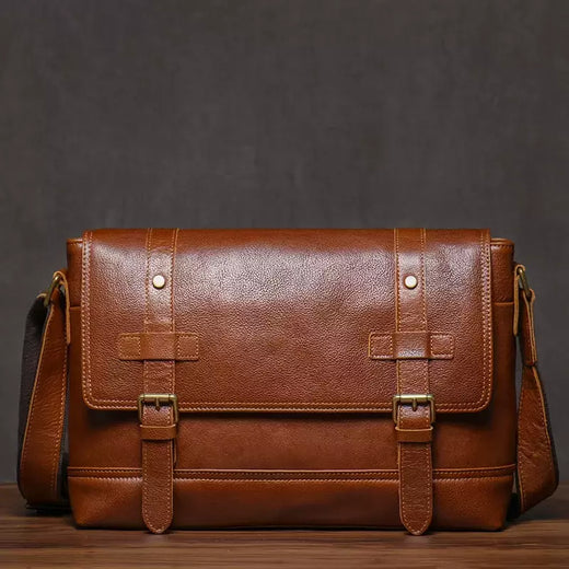 ROOG-Maleta de couro genuíno, bolsa mensageiro de luxo masculina, estilingue de ombro vintage, tiracolo para iPad 12.9 ", alta qualidade