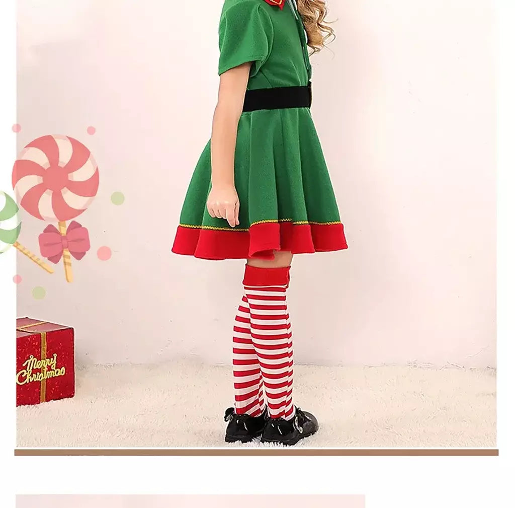 Natal papai noel traje elfo verde cosplay família carnaval festa de halloween fantasia vestido conjunto roupas para homens mulheres meninas meninos