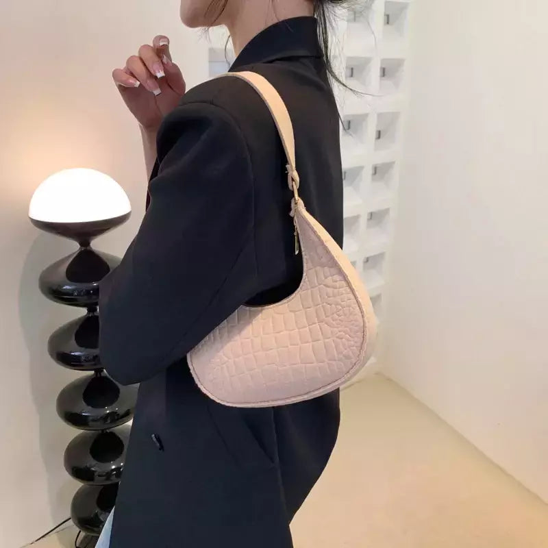 Retro Pure Felt Handbag para mulheres, bolsa de axilas, bolsa de ombro, cor sólida, bolinhos, design simples, moda lazer