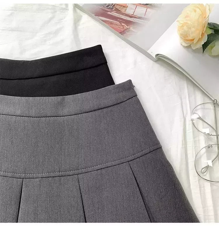 Mini vestido de cintura alta feminino, Cinza, Emagrecimento, Versátil, Anti-Exposição, Saia Linha A, Design, Sentido, Primavera, Outono, Novo, 2022