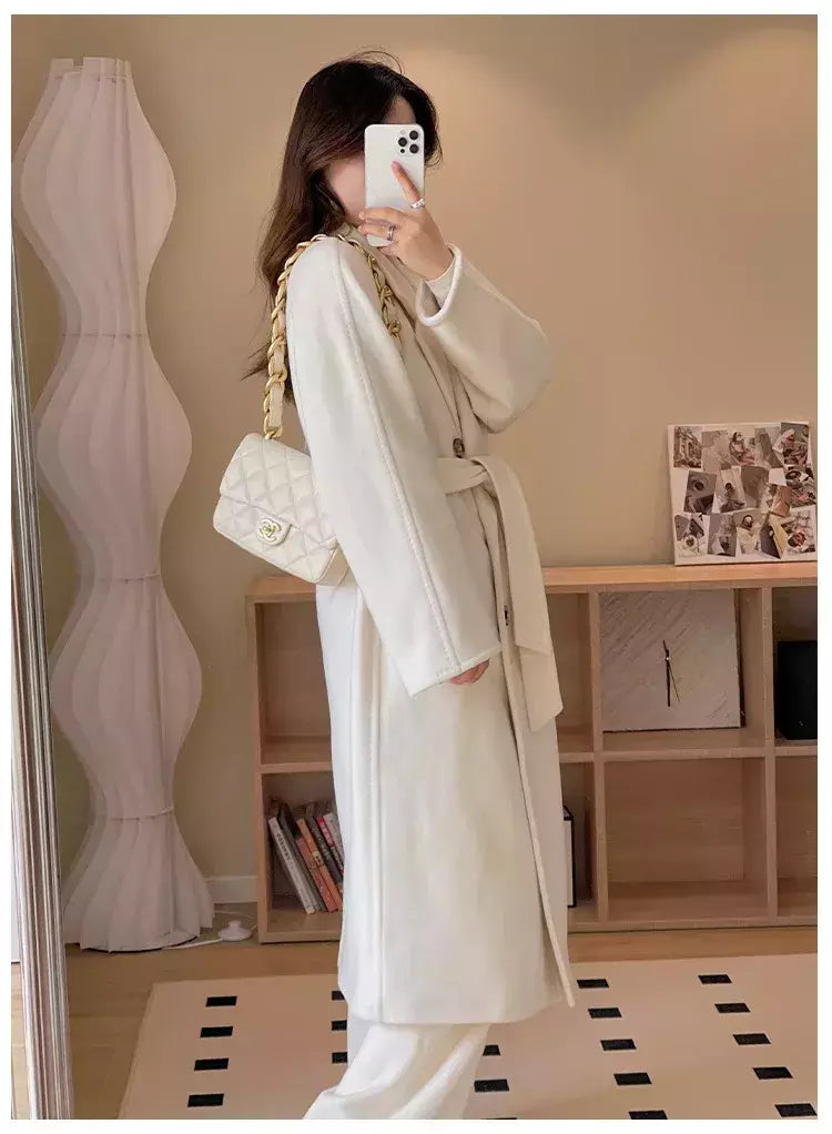 Casaco de Cashmere Camel Classic, casaco de lã de comprimento médio, novo, 101801, outono e inverno