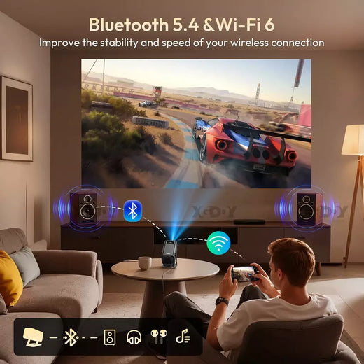 Projetor portátil 4K Full HD 1080P WiFi BT Projetores de vídeo com foco automático Projetor de cinema em casa Beamer