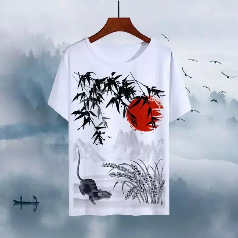 2025 china animal impressão 3d doze constelações dragão e tigre lavagem pintura adulto topo tinta do zodíaco camiseta edição mais recente
