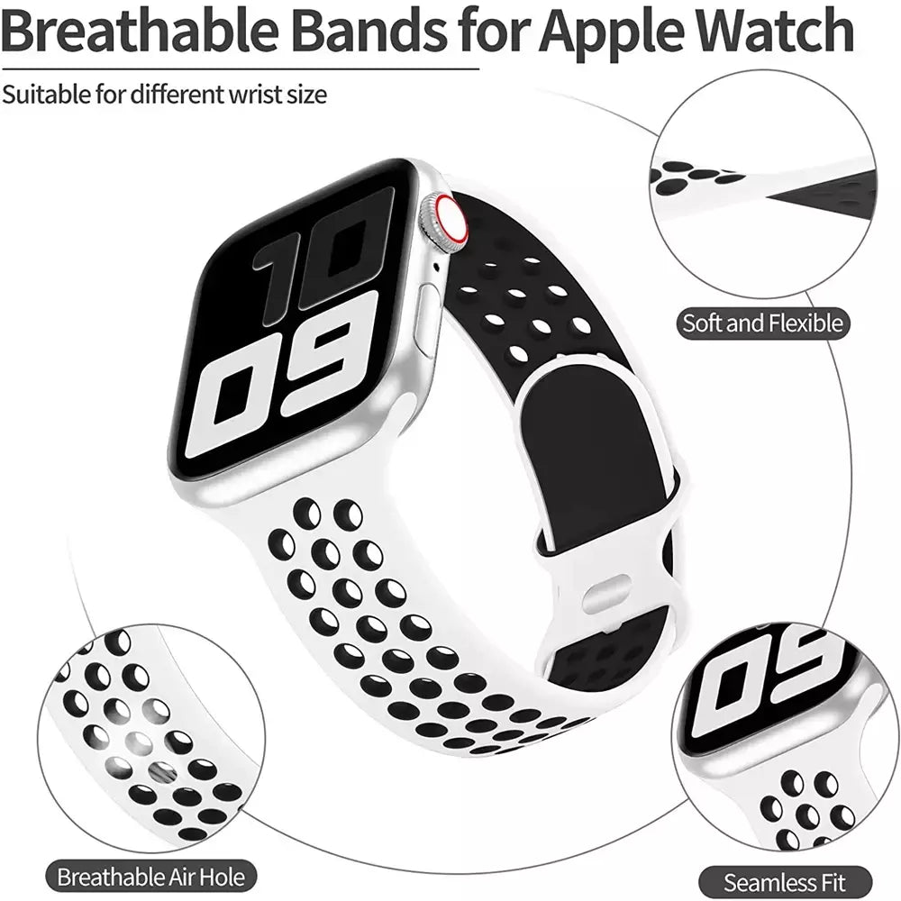 Correia Desportiva Respirável para Apple Watch, Band, Correa, iWatch Series 8, SE, 7, 6, 5, 9 Ultra, 44mm, 49mm, 45mm, 40mm, 41 milímetros, 38 milímetros, 42 milímetros