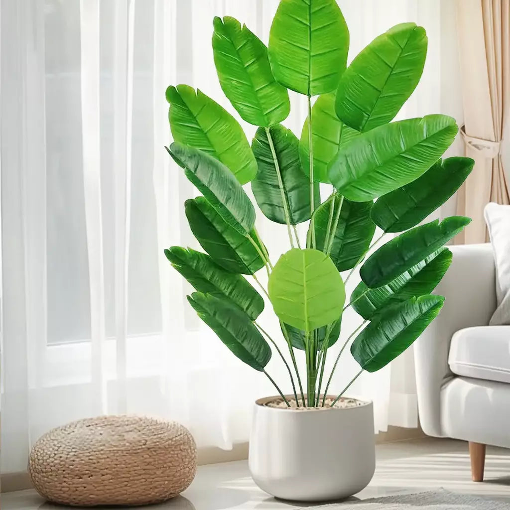 Palmeira tropical artificial 60-90-120cm(47,2 pol.) folhas de planta de banana falsa toque real planta de plástico strelitzia para jardim doméstico
