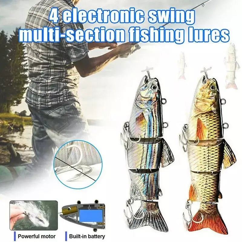 Isca de pesca robótica elétrica automática, isca multiarticulada automática de 4 segmentos, recarregável por usb, acessórios de pesca wobbler