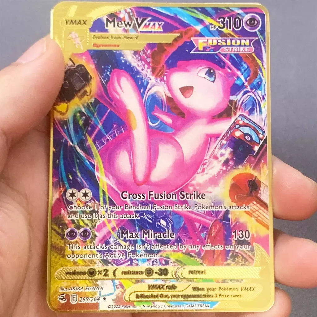Pokemon English Metal Card Anime Pikachu Charizard Mewtwo Arceus Frog Flower Vmax GX Letters Game Collection Card Kids Toy Gifts