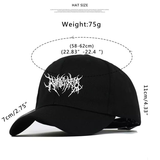 Boné de beisebol com bordado para homens e mulheres, boné de algodão punk e gótico street, esportes ao ar livre, bonés pretos Y2K para pai, moda
