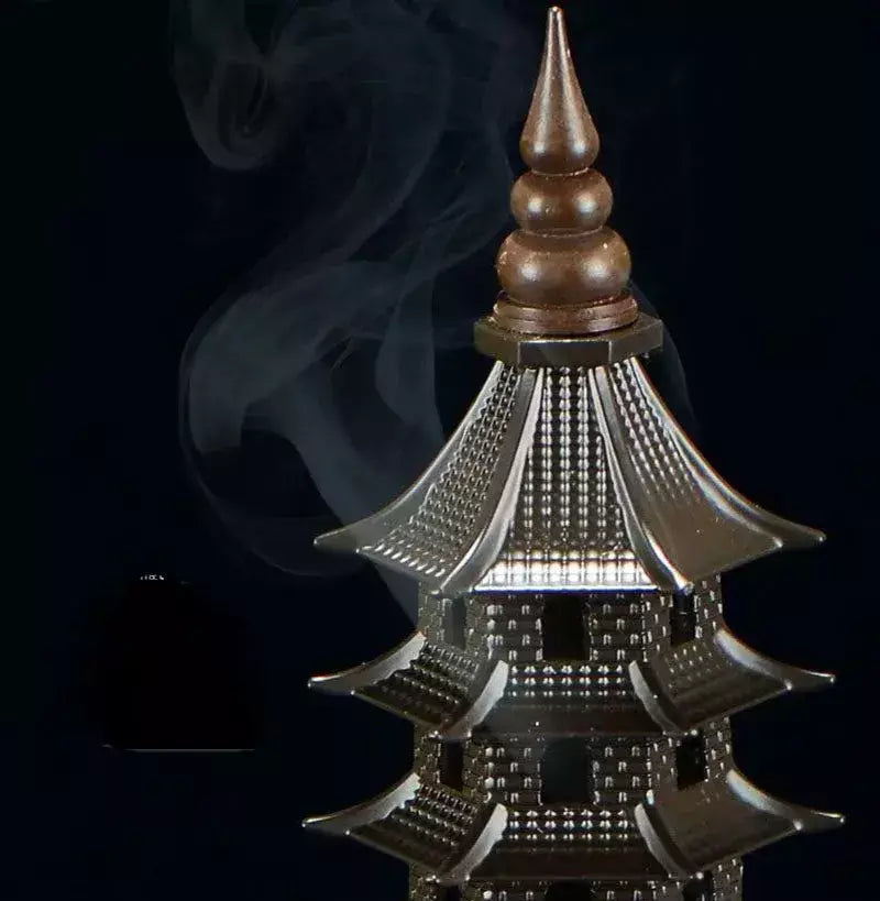 Queimador de incenso de liga chinesa, decoração tradicional cultural para casa, arquitetura, nove histórias, torre wenchang, sala de estar, escritório, ornamentos