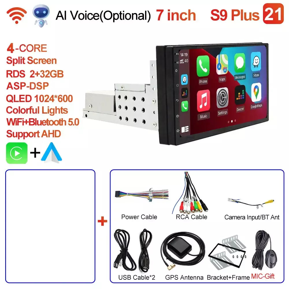 Caixi 7 ''9'' 10 ''8 núcleo android 1din multimídia carro carplay navegação universal gps 1 unidade central din rádio automático áudio estéreo dvd