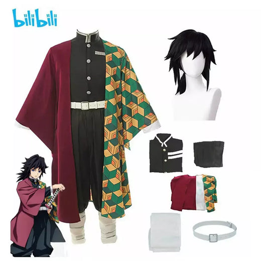 Anime demônio slayer kimetsu não yaiba tomioka giyuu cosplay traje terno uniformes trajes peruca criança adulto festa presente