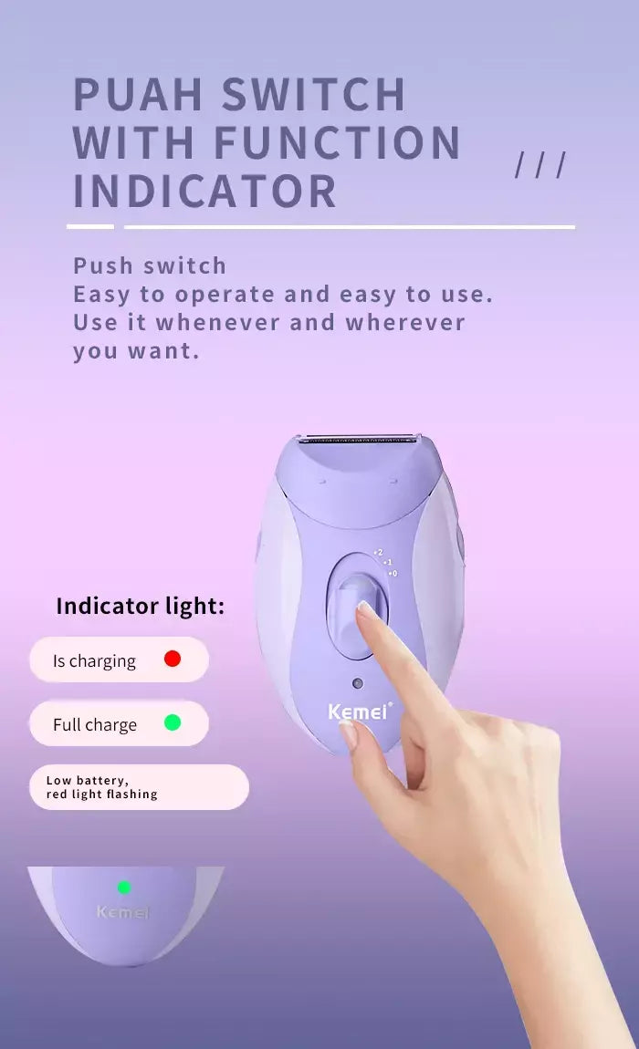 Kemei-Depiladora Elétrica Recarregável para Mulheres, 4in 1, Depilação Facial do Corpo, Aparador de Biquíni para Pernas, axilas